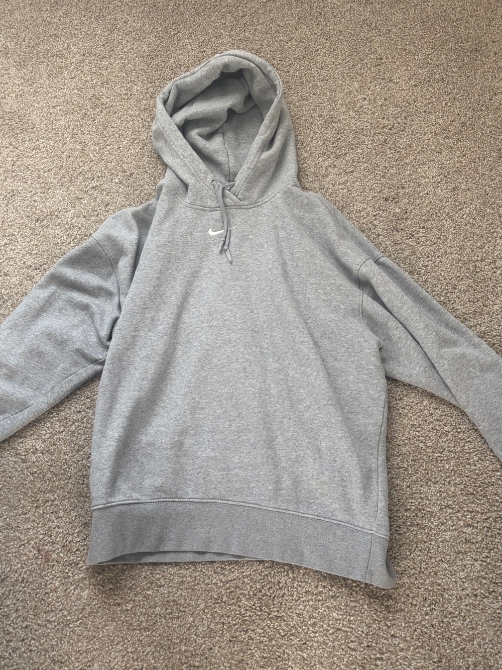 Nike Light Gray Pullover Hoodie with Small Swoosh